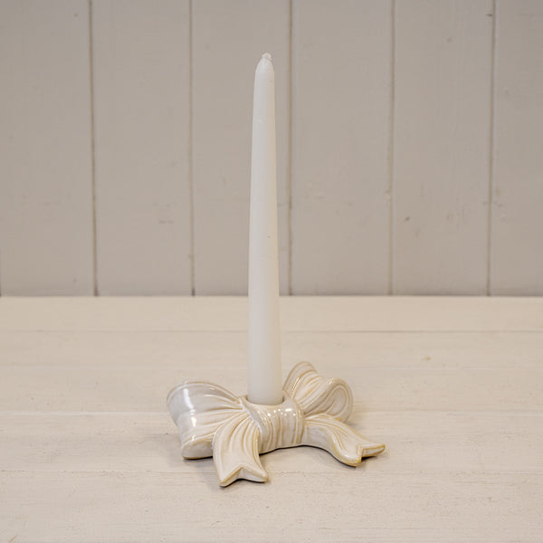 Stone Glazed Long Bow Candle Holder