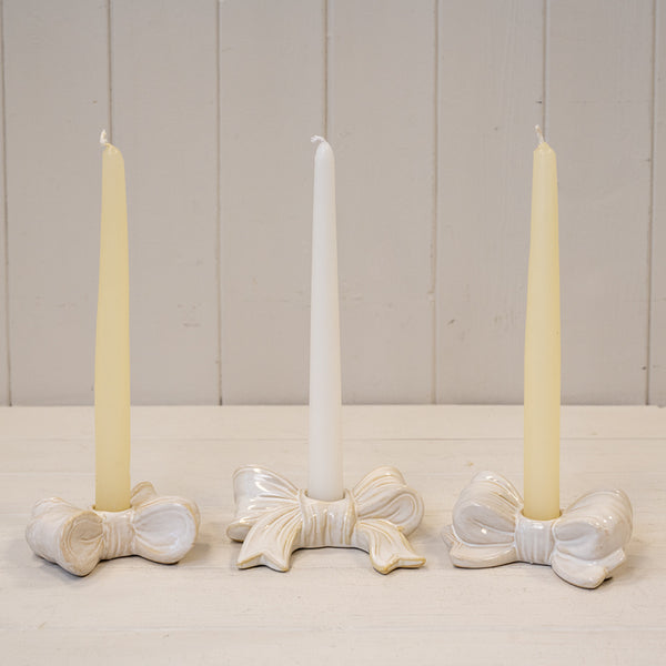 Stone Glazed Long Bow Candle Holder