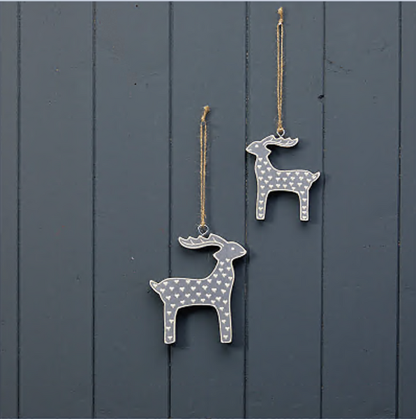 Hanging Grey Reindeer with White Kerry Work