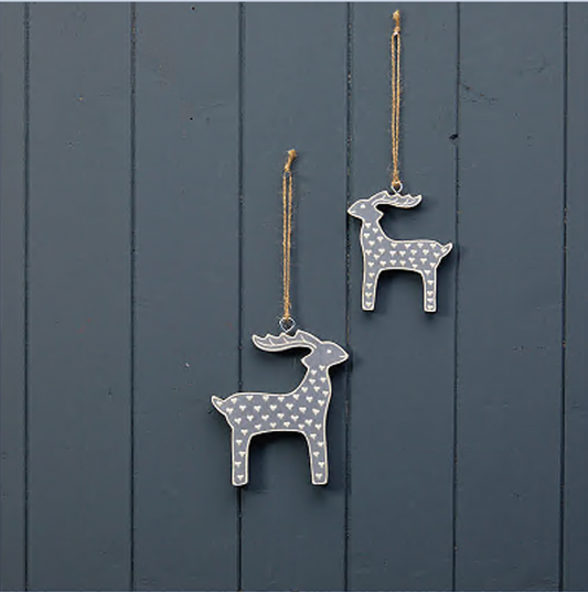 Hanging Grey Reindeer with White Kerry Work
