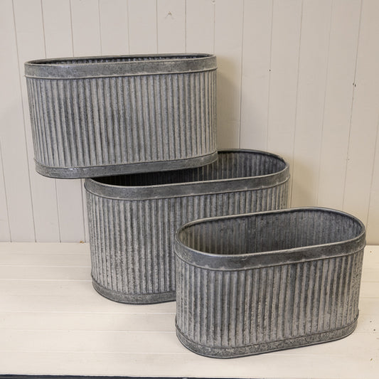 Ribbed Oval Planter Set of 3