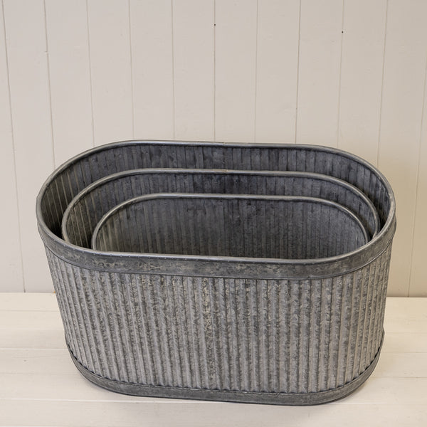 Ribbed Oval Planter Set of 3