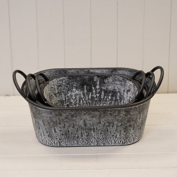 Meadow Zinc Oval Planters Set of 3