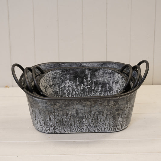 Meadow Zinc Oval Planters Set of 3