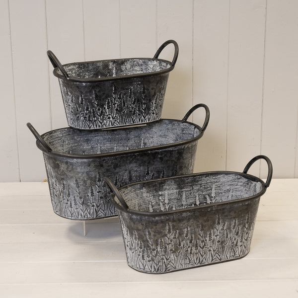 Meadow Zinc Oval Planters Set of 3