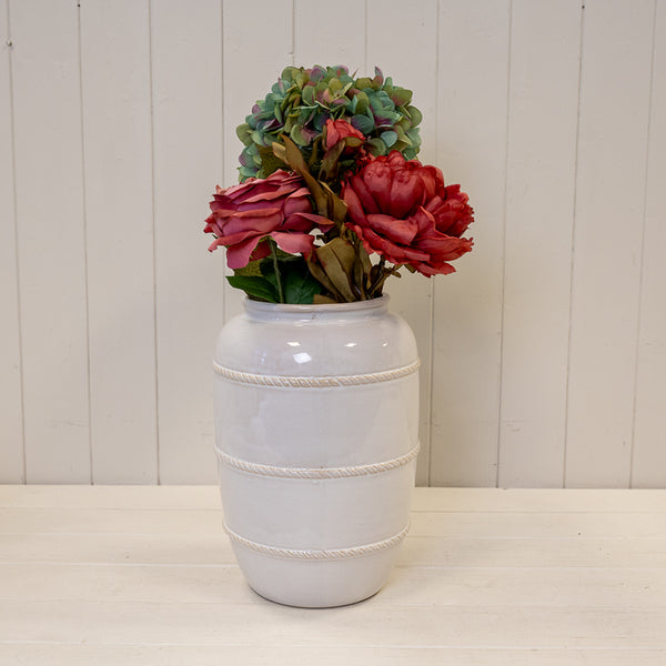 Natural Rustic Ceramic Vase with Rope Detail