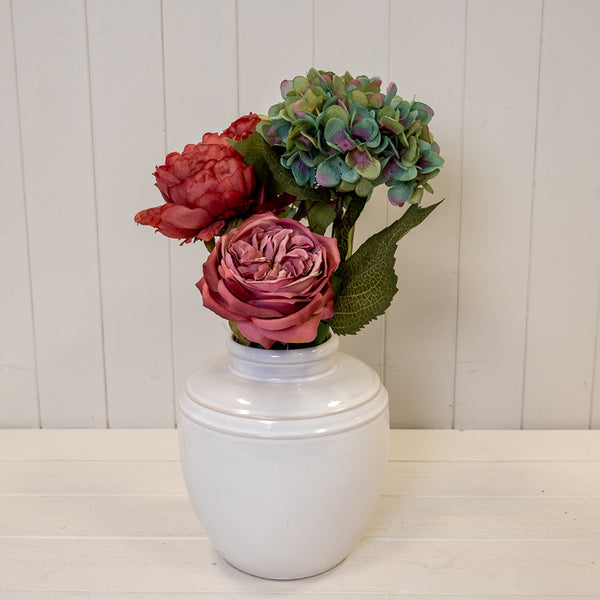 Natural Rustic Ceramic Vase with Double Line Detail