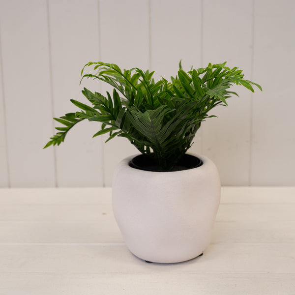 White Textured Stone Plant Pot