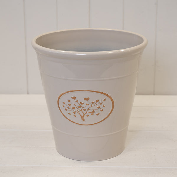 Cream Round Love Heart Tree Recycled Plastic Planter