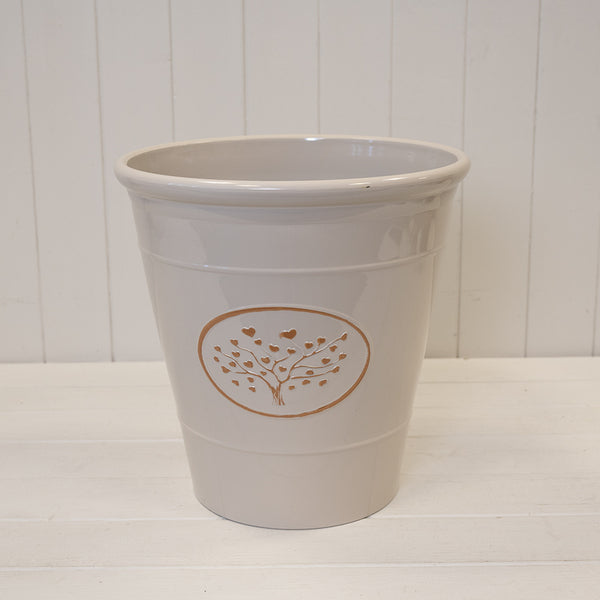 Cream Round Love Heart Tree Recycled Plastic Planter