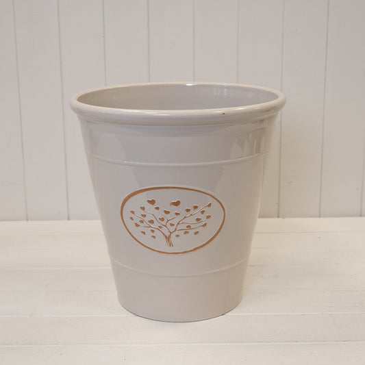 Cream Round Love Heart Tree Recycled Plastic Planter