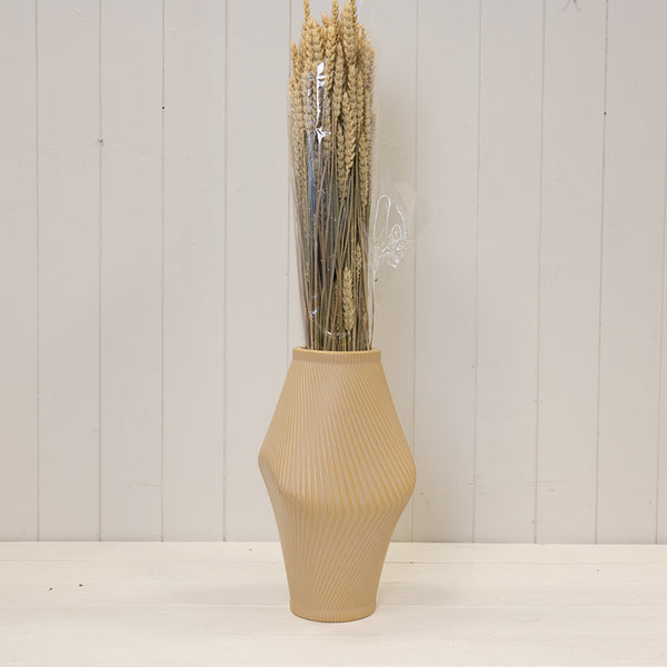 Modern Tan Sculptural Ribbed Vase