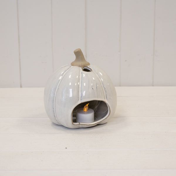 Stoneglazed Ceramic Pumpkin Tealight