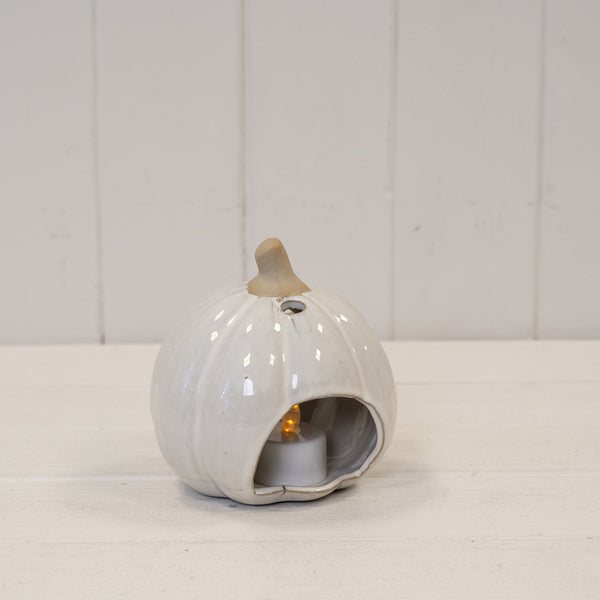 Stoneglazed Ceramic Pumpkin Tealight