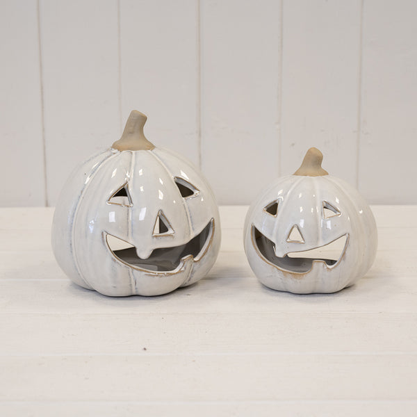 Stoneglazed Ceramic Pumpkin Tealight