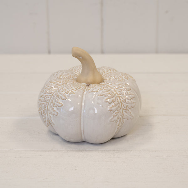 Natural Glazed Pumpkin with Oversized Leaves