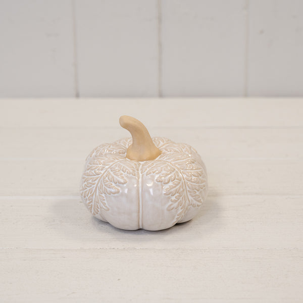 Natural Glazed Pumpkin with Oversized Leaves