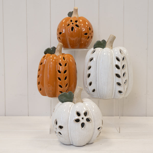LED Pumpkin with Open Flower Detail