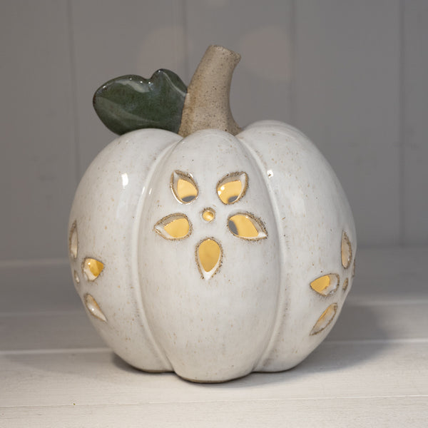 LED Pumpkin with Open Flower Detail