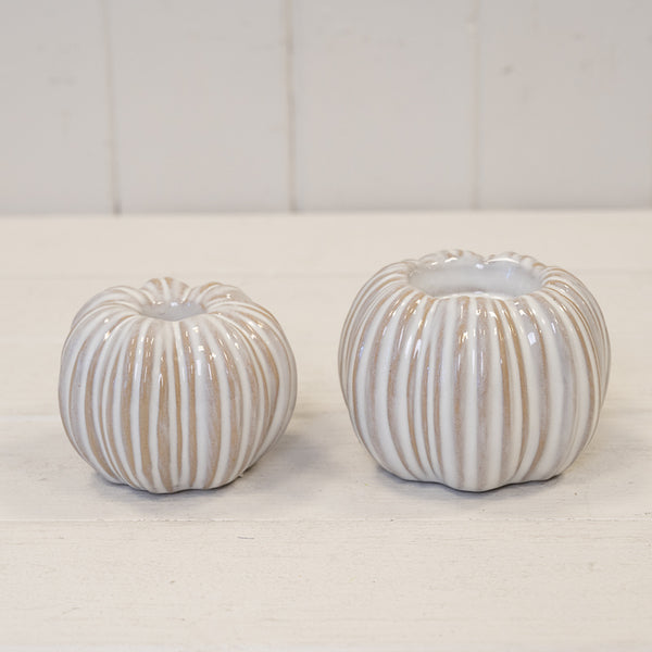 Ceramic Natural Pumpkin Candle Holder