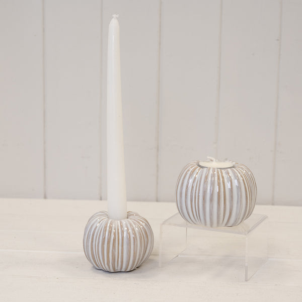 Ceramic Natural Pumpkin Candle Holder