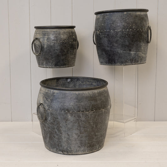 Set of Three Round Tub Planters