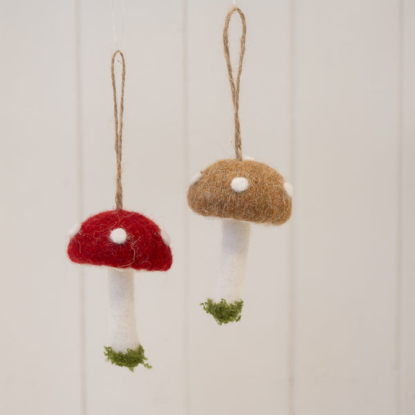 Red Felt Hanging Mushroom