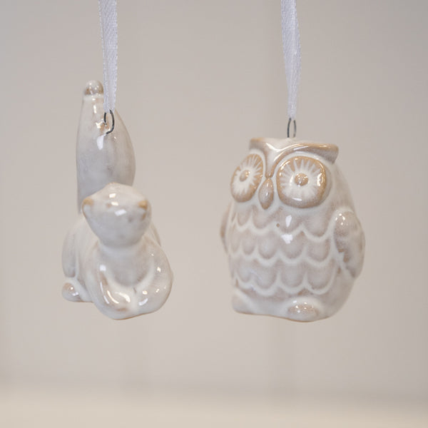 Hanging Ceramic Natural Owl