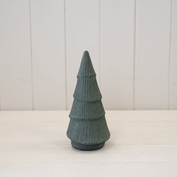 Green Ribbed Stoneware Christmas Tree