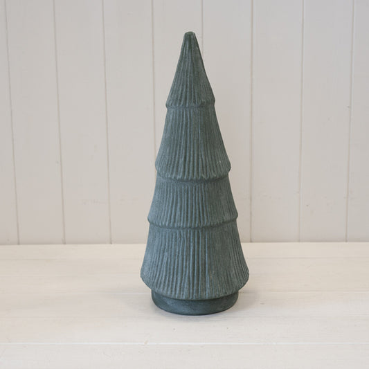 Green Ribbed Stoneware Christmas Tree