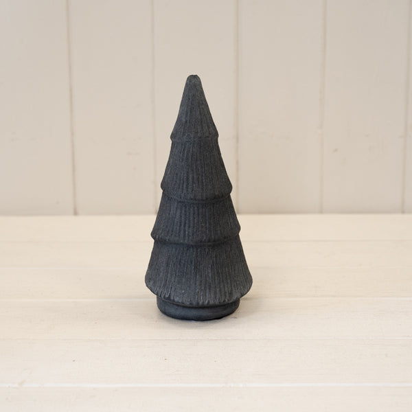 Black Ribbed Stoneware Christmas Tree