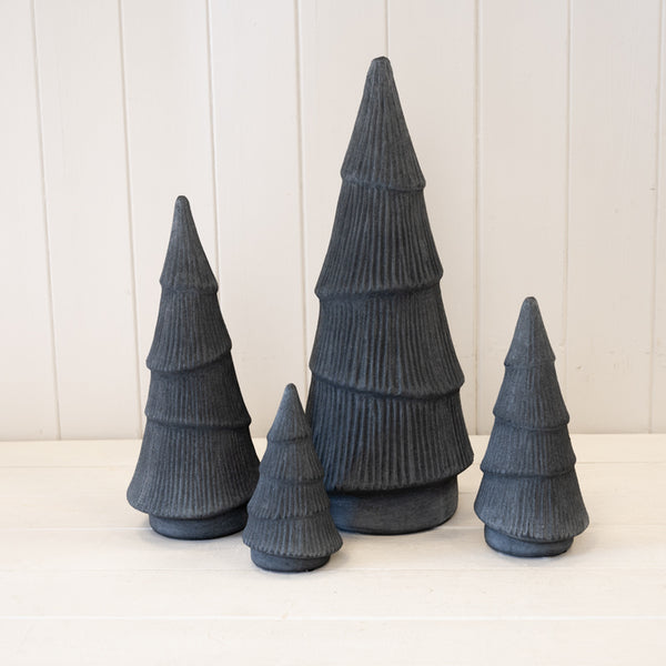Black Ribbed Stoneware Christmas Tree