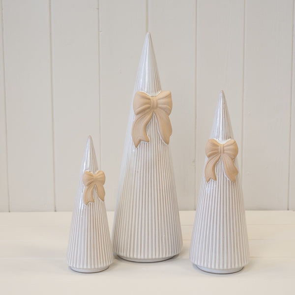 Medium Stoneglazed Striped Tree with Bow Detail
