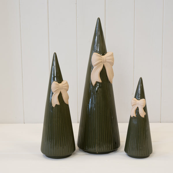 Small Forest Green Striped Tree with Bow Detail
