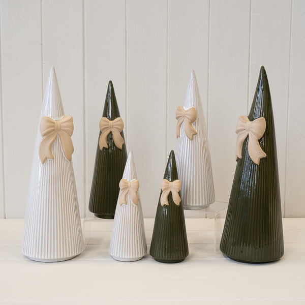 Small Forest Green Striped Tree with Bow Detail