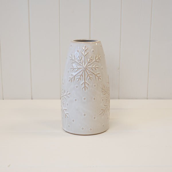 Tall Frosted Snowflake Vase