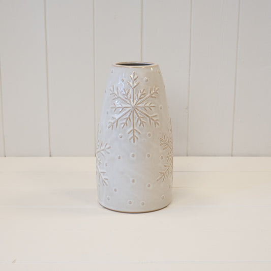 Tall Frosted Snowflake Vase