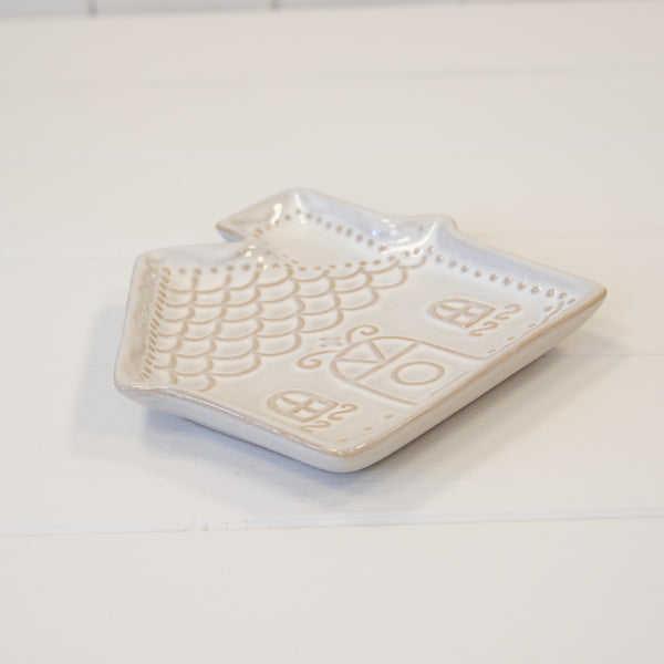 Ceramic Natural Gingerbread House Plate