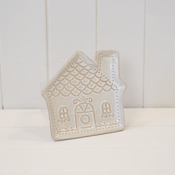 Ceramic Natural Gingerbread House Plate