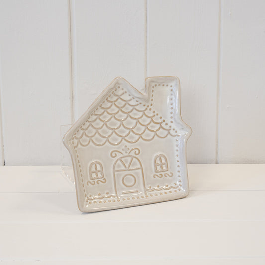 Ceramic Natural Gingerbread House Plate