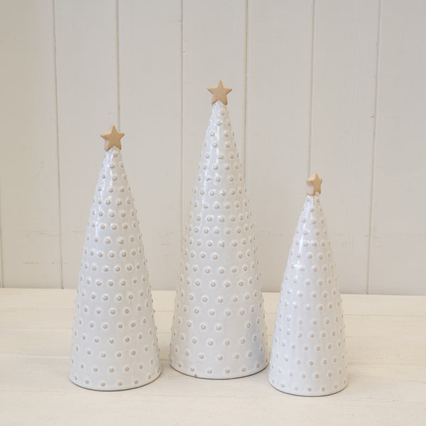 Medium Stoneglazed Bobbin Tree with Gold Star