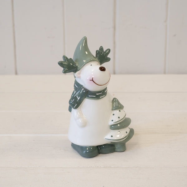 Nordic Green Reindeer with Christmas Tree
