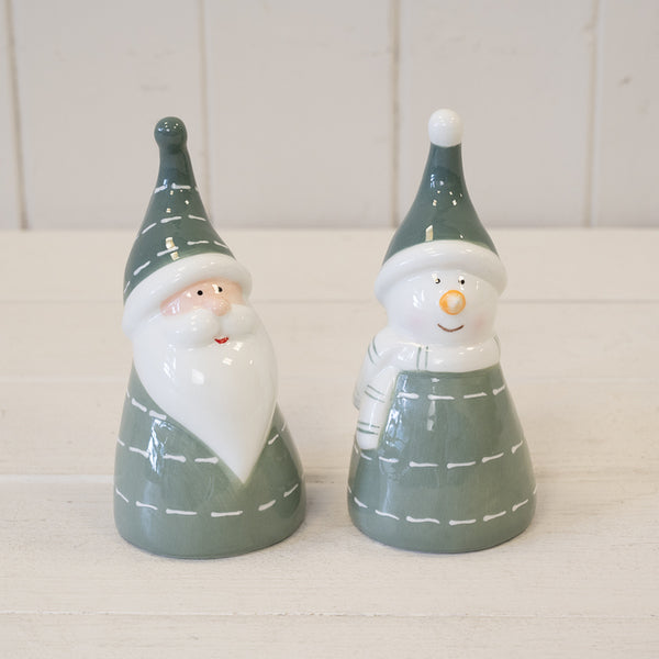 Nordic Green Stripey Santa Ornament