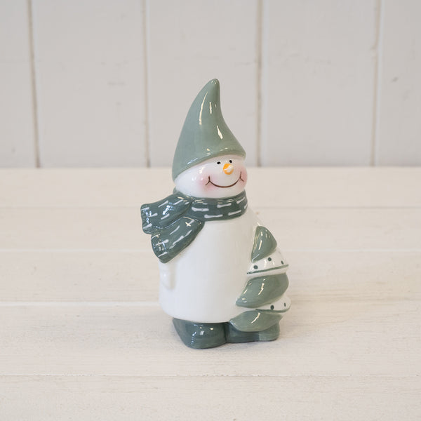 Nordic Green Snowman with Christmas Tree