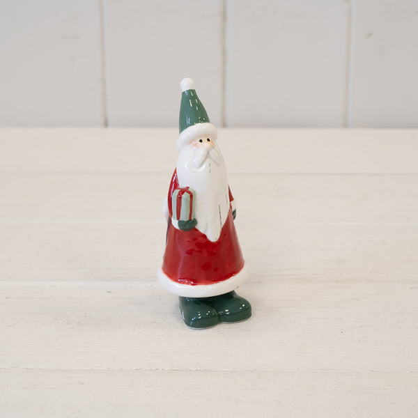 Ceramic Red Santa Holding a Present
