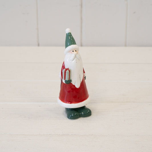 Ceramic Red Santa Holding a Present