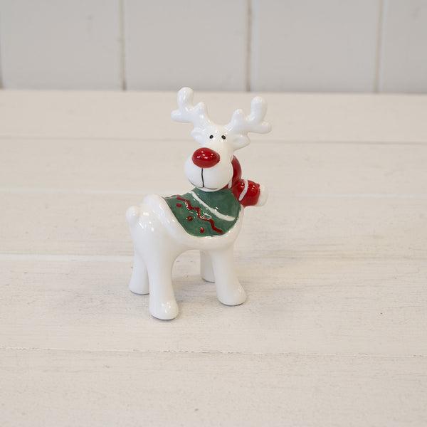 Ceramic Reindeer with Christmas Sweater and Scarf Small