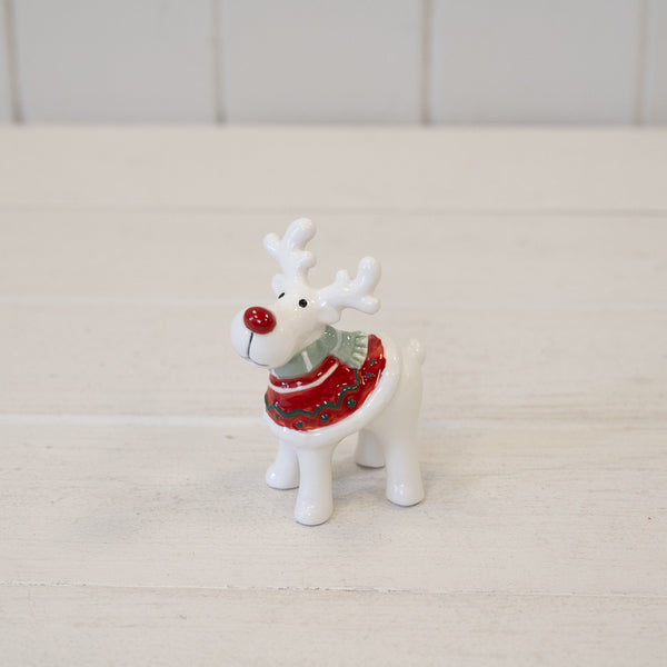 Ceramic Reindeer with Christmas Sweater and Scarf Mini