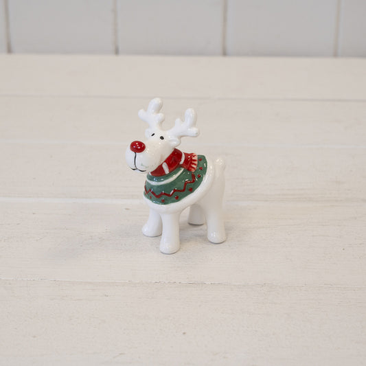 Ceramic Reindeer with Christmas Sweater and Scarf Mini