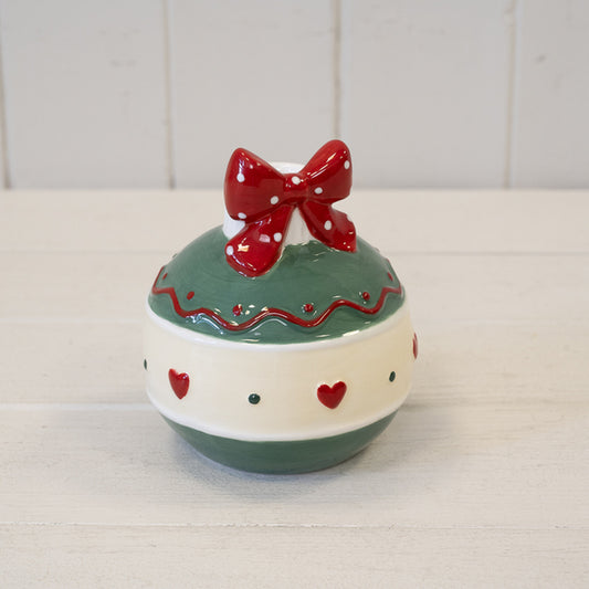 Green Candle Holder with Bow